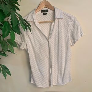 Eddie Bauer diagonal stripe button down shirt